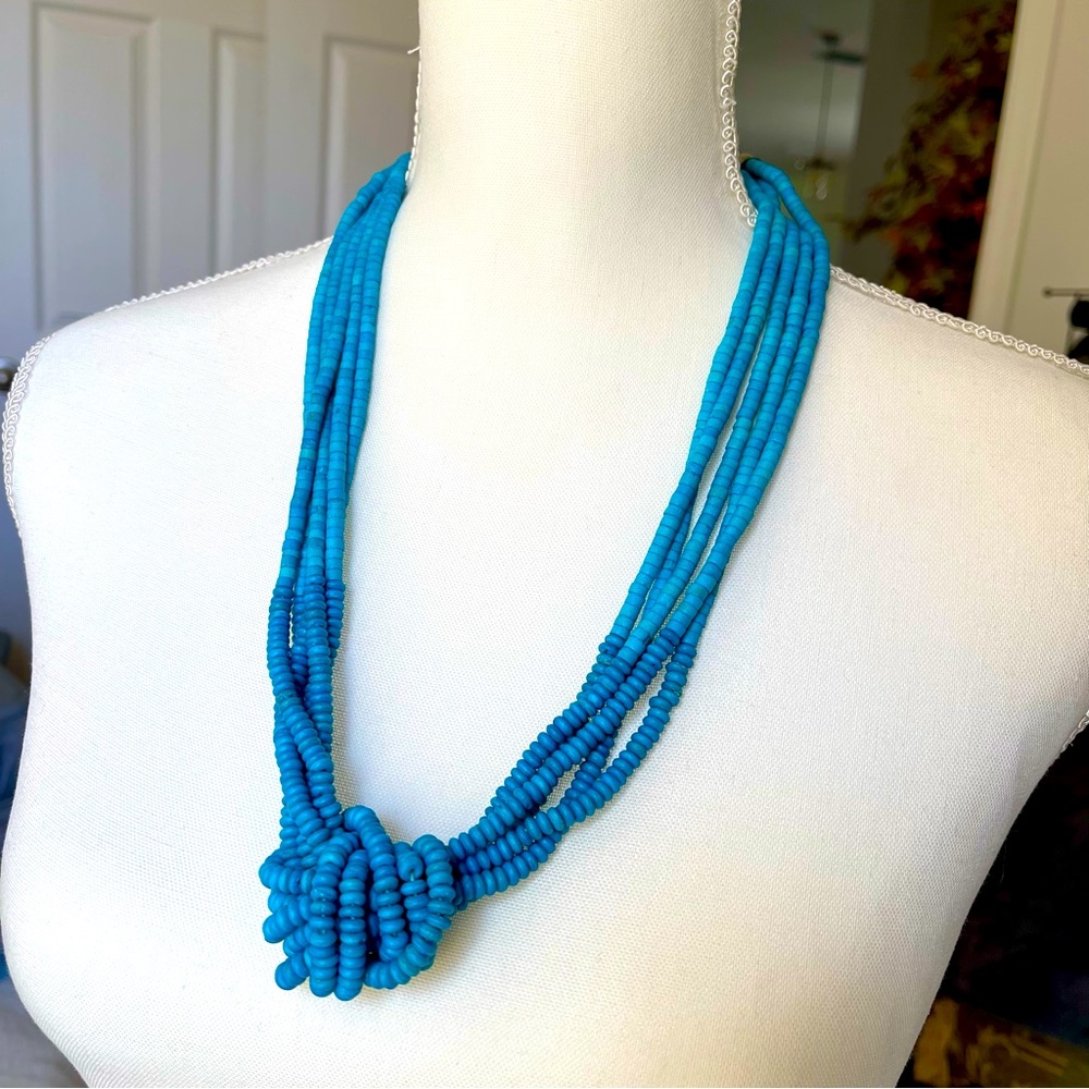 TURQUOISE Colored Blue Glass Beads | Cylindrical Disc Heishi Round | Five Strand